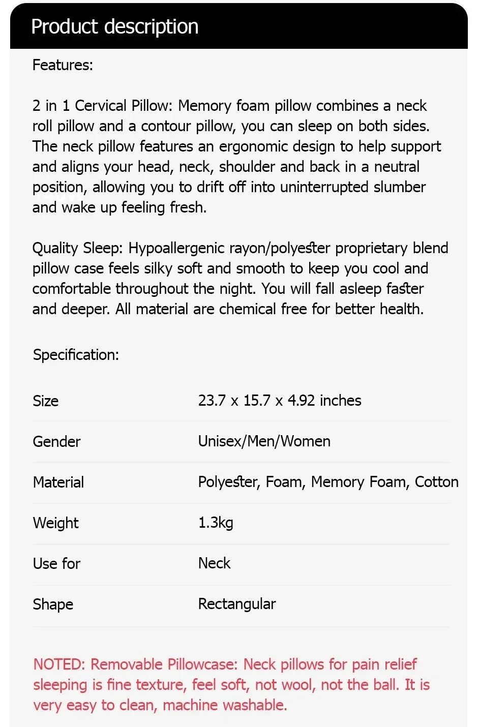 Memory Foam Cervical Pillow